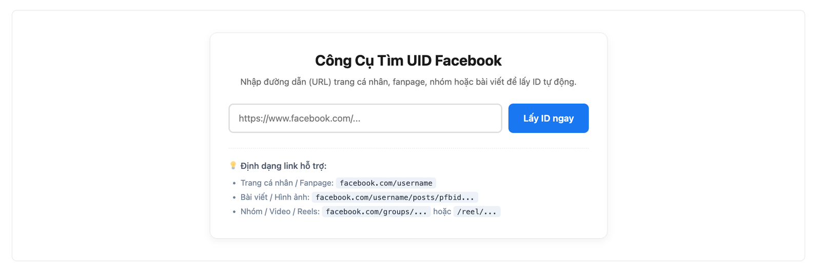 Tool lấy UID Facebook