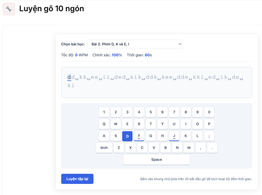 Web luyện gõ 10 ngón tiếng việt telex miễn phí cho trẻ em và dân văn phòng